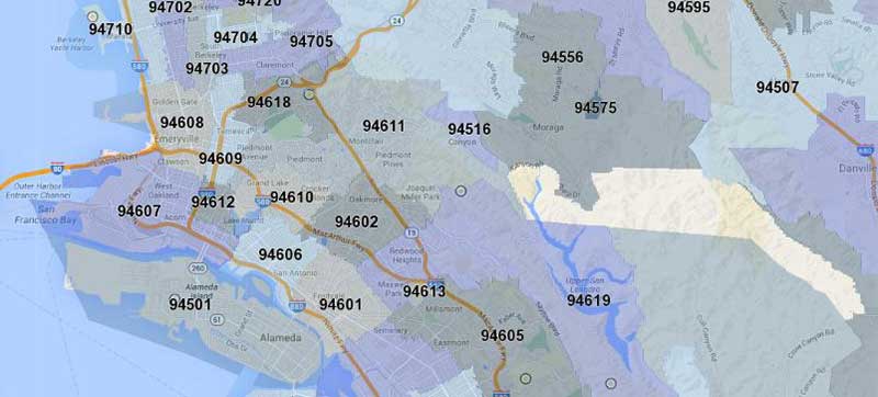Zip-codes on a map